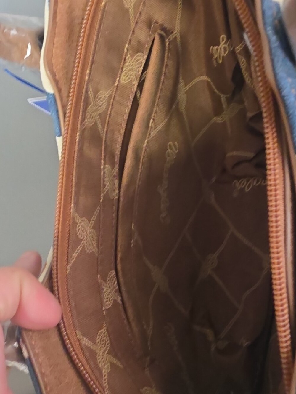 Wrangler Blue & Brown Cow Print Cross Body Tote Bag - Picture 5 of 7